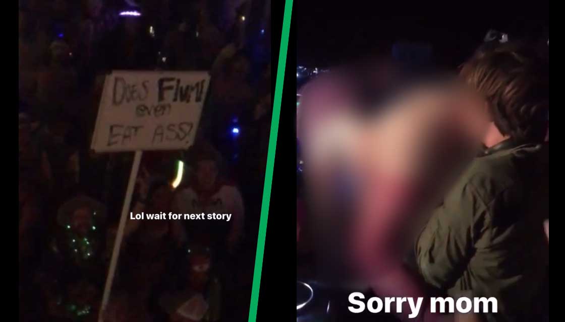 WATCH: Fan sign asks 'Does Flume even eat ass?' and he answers with